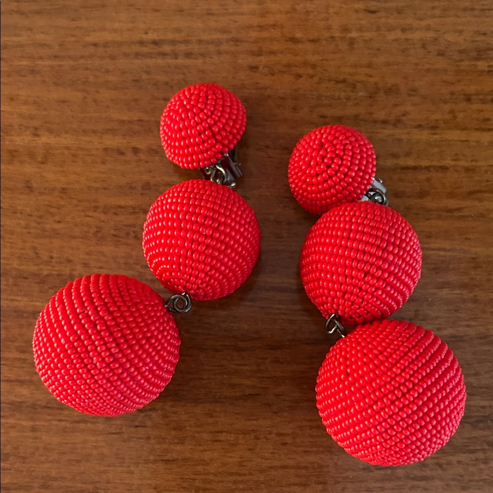 Elegant Red Beaded Earrings